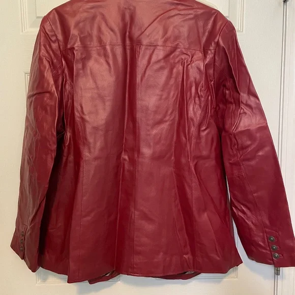 Denim & company red leather jacket size 1X - Picture 4 of 5